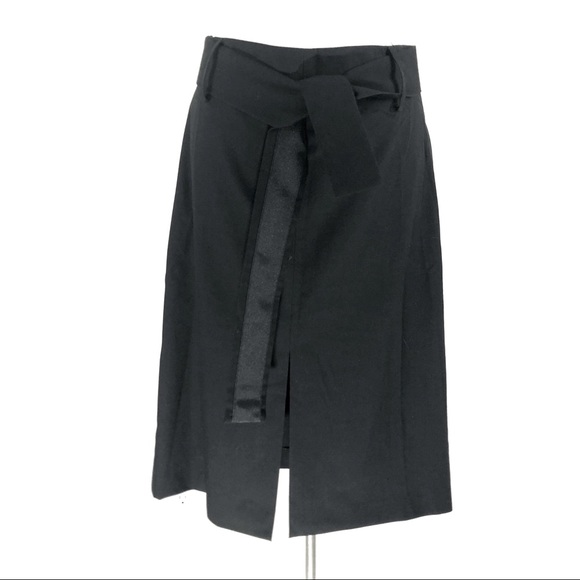 Italy CLASS  Skirt Front Slit Black slight A-line waist 30" sash belt classic pc - Picture 1 of 4
